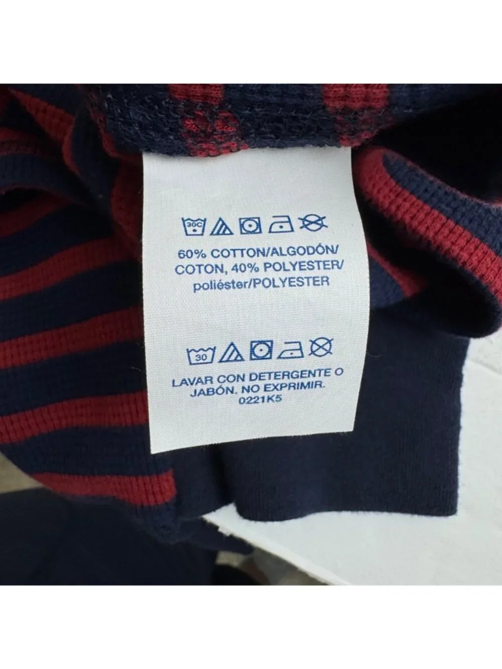 Polo Ralph Lauren Sleep Shirt Navy Blue Red Men's XL Waffle Knit Long Sleeve EUC